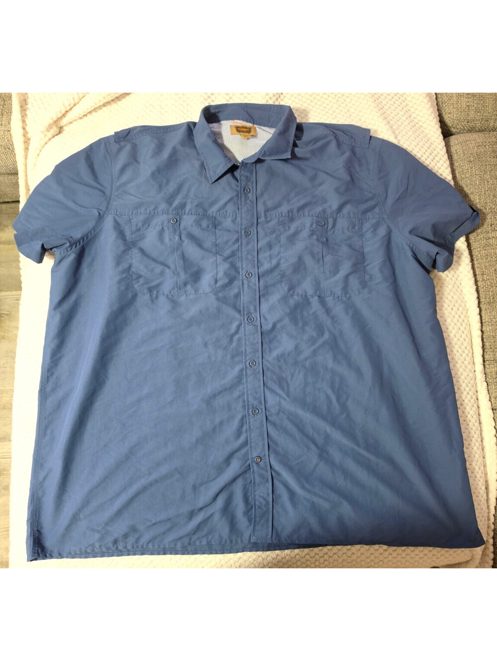 Foundry Supply Co Fishing Shirt Mens 4XLT Blue Short Sleeve Ventilated Pockets